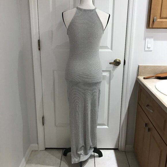 Heart & Hips White and Black Stripes Maxi Dress M - Picture 7 of 11
